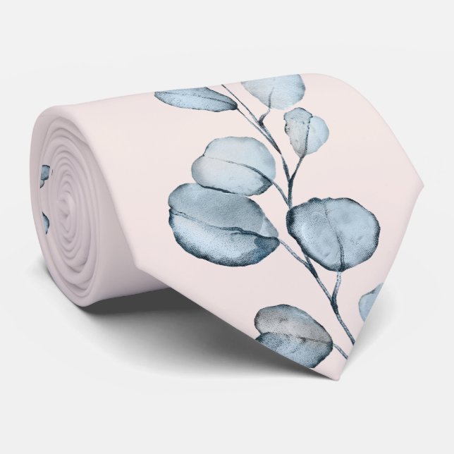 Dusty Blue Eukalyptus Grönska Bröllop Rosabränd Ro Slips (Rullad)