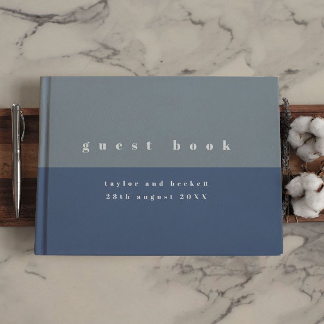 Dusty Blue Färg Block Bröllop Gästböcker (Dusty Blue Color Block Wedding Guest Book)
