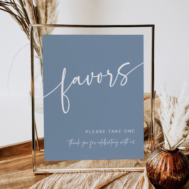 Dusty Blue Favor Sign Modern Minimalist Shower Poster (Skapare uppladdad)