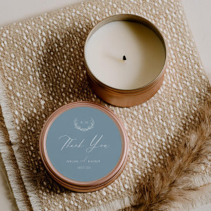 Dusty Blue Favor Sticker Bröllop Tack för Märkrn Runt Klistermärke