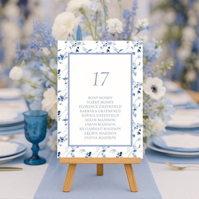 Dusty Blue Fine Art Floral Table Seating Card Inbjudningar (Skapare uppladdad)