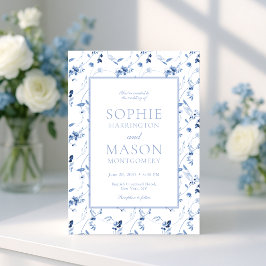 Dusty Blue Fine Art Floral Wedding Invitation Inbjudningar
