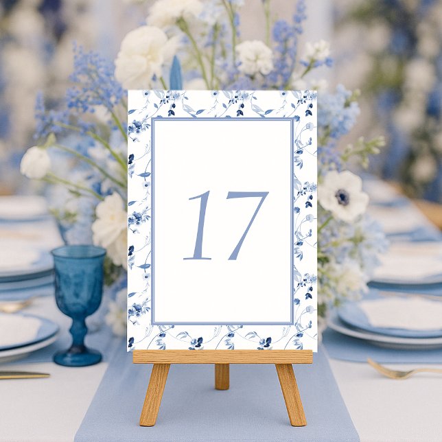 Dusty Blue Fine Art Floral Wedding Table Number  Inbjudningar (Skapare uppladdad)