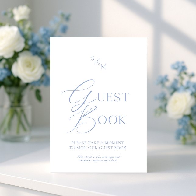 Dusty Blue Fine Art Guest Book Sign  Inbjudningar (Skapare uppladdad)