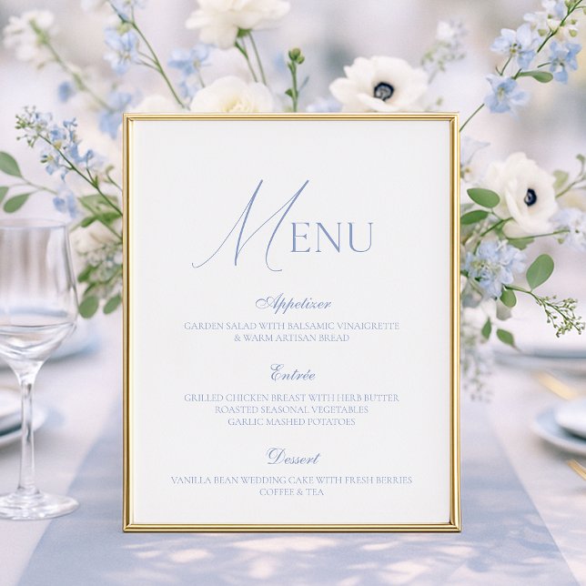 Dusty Blue Fine Art Wedding Menu Card (Skapare uppladdad)