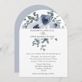 Dusty Blue Floral and Grey Arch Wedding Invitation Inbjudningar