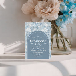 Dusty Blue Floral Arch Graduation Invite Inbjudningar