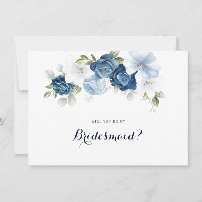 Dusty Blue Floral Bridesmaid Proposal Card Inbjudningar (Framsida)