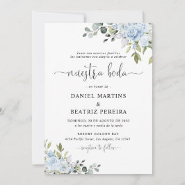 Dusty Blue Floral Eucalyptus Wedding Invitation Inbjudningar