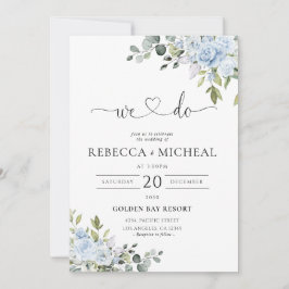 Dusty Blue Floral Eucalyptus Wedding Invitation Inbjudningar