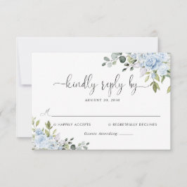 Dusty Blue Floral Eucalyptus Wedding RSVP Card OSA Kort