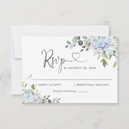 Dusty Blue Floral Eucalyptus Wedding RSVP Card OSA Kort