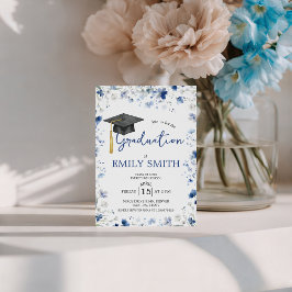 Dusty Blue Floral Graduation Party Invite Inbjudningar