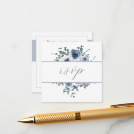 Dusty Blue Floral & Grey QR Code RSVP Card Tilläggskort
