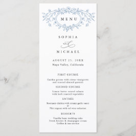 Dusty Blue Floral Line Art Wedding Flat Meny