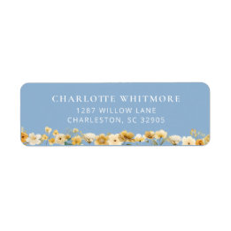 Dusty Blue Floral Return Address Label Returadress Etikett