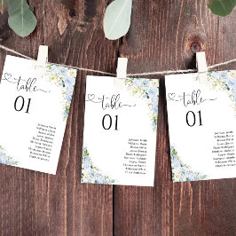 Dusty Blue Floral Table Number Seating Chart