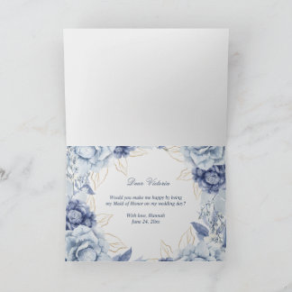 Dusty Blue Floral vill du vara BRUDJUNGFRU? Tack Kort