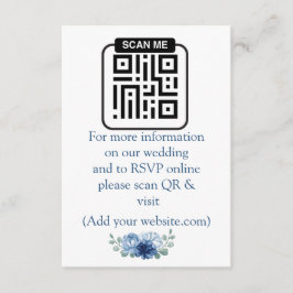 Dusty Blue Floral Watercolor Wedding QR Code RSVP Tilläggskort