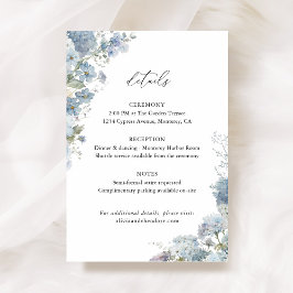 Dusty Blue Floral Wedding Details, Info Tilläggskort