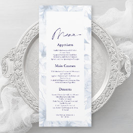 Dusty Blue Floral Wedding Menu Card Inbjudningar