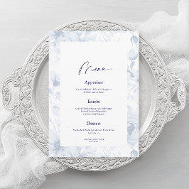Dusty Blue Floral Wedding Menu Card Inbjudningar