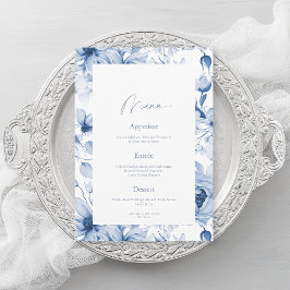 Dusty Blue Floral Wedding Menu Card Inbjudningar