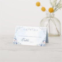 Dusty Blue Floral Wedding Table Number