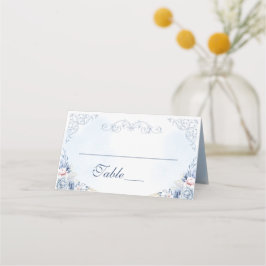Dusty Blue Floral Wedding Table Number Placeringskort