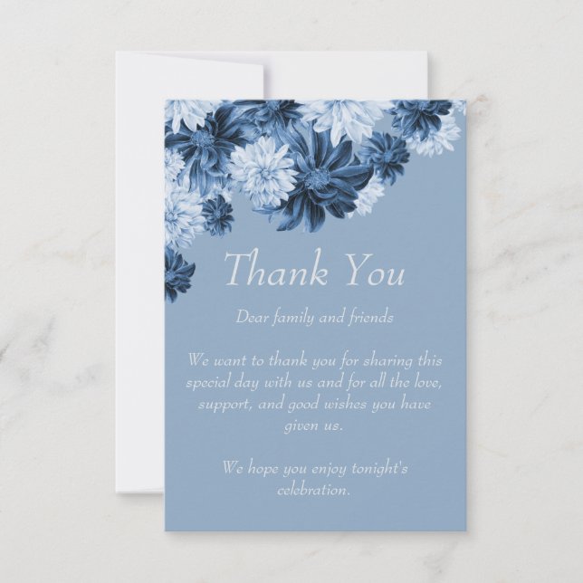 Dusty Blue Floral Wedding Thank You Card Tack Kort (Framsida)