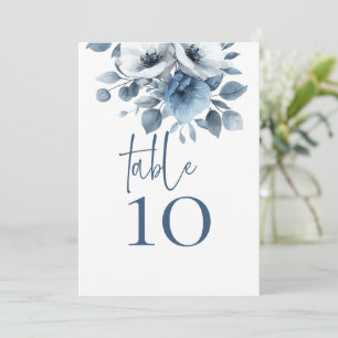 Dusty Blue Florals Printable Wedding Table Number Inbjudningar