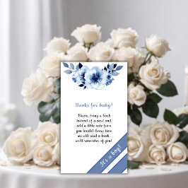 Dusty Blue Flower Baby Shower Bokar för Baby Tilläggskort