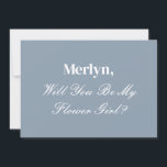 Dusty Blue Flower Girl Frieri minimala Bröllop Inbjudningar<br><div class="desc">Skrivs ut med mallen "Kommer du att vara min blomma?" med personlig på andra sidan,  så blir det ett mycket söt,  enkelt och elegant-kort för blommor till bröllop!</div>