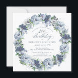 Dusty Blue Flower WAN (21:a födelsedag) Inbjudningar<br><div class="desc">Mjuk vattenfärgsblå ro och ponnyer skapar en söt vårtidskrans för att dekorera denna 21:a födelsedagsinbjudan. Typografin tillför en estetisk elegant. Den här eleganten-födelsedagsinbjudan finns i både traditionell kartong och en nedladdningsbar version. Den ingår i Blommigten Dusty Blue. Du kan välja ett tema och sedan enkelt skapa ett unikt inbjudningspaket, välkomsttecken...</div>