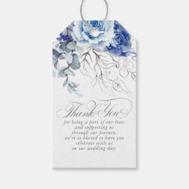 Dusty Blue Flowers Boho Thank You Presentetikett