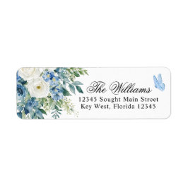 Dusty Blue Flowers Return Address Labels Returadress Etikett