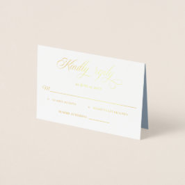 Dusty Blue Foil Rsvp Kindly Reply enclosure card Folierat Kort