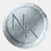 Dusty Blue Foil Vax kuvert Seal Monogram Sticker