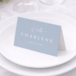 Dusty Blue Folded Wedding Place Card Bordsnummer