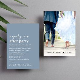 Dusty Blue Foto Bröllopsmottagning Inbjudan