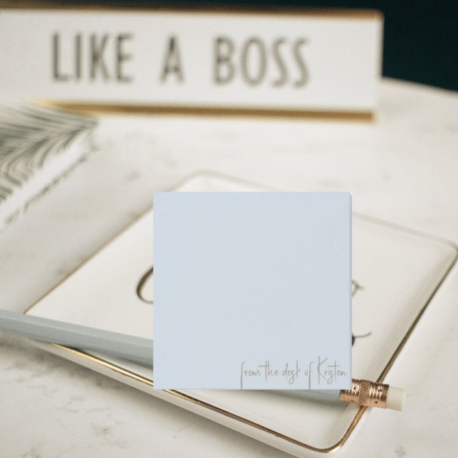 Dusty Blue från skrivbordet med eget namn Post-it Block (Skapare uppladdad)