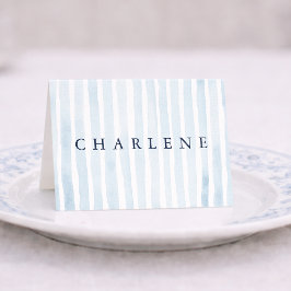 Dusty Blue French Stripe Place Card Bordsnummer