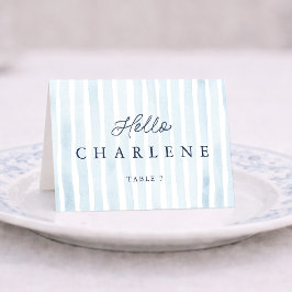 Dusty Blue French Stripe Place Card Bordsnummer