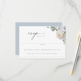 Dusty Blue Garden Blommigt Bröllop OSA Kort