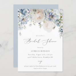 Dusty Blue Garden Blommigt Möhippa Inbjudningar