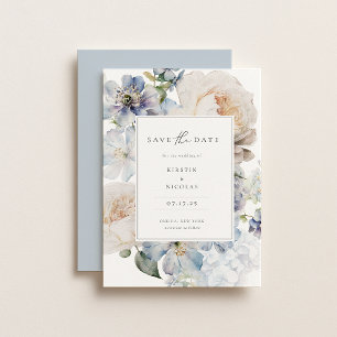 Dusty Blue Garden Blommigt Photo Spara Datumet