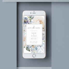 Dusty Blue Garden Blommigt Photo Spara Datumet