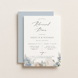 Dusty Blue Garden Blommigt Rehearsal Dinner Meddelande