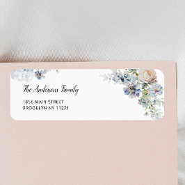 Dusty Blue Garden Blommigt Returadress Returadress Etikett