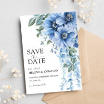 Dusty Blue Garden Flowers Elegant bröllop